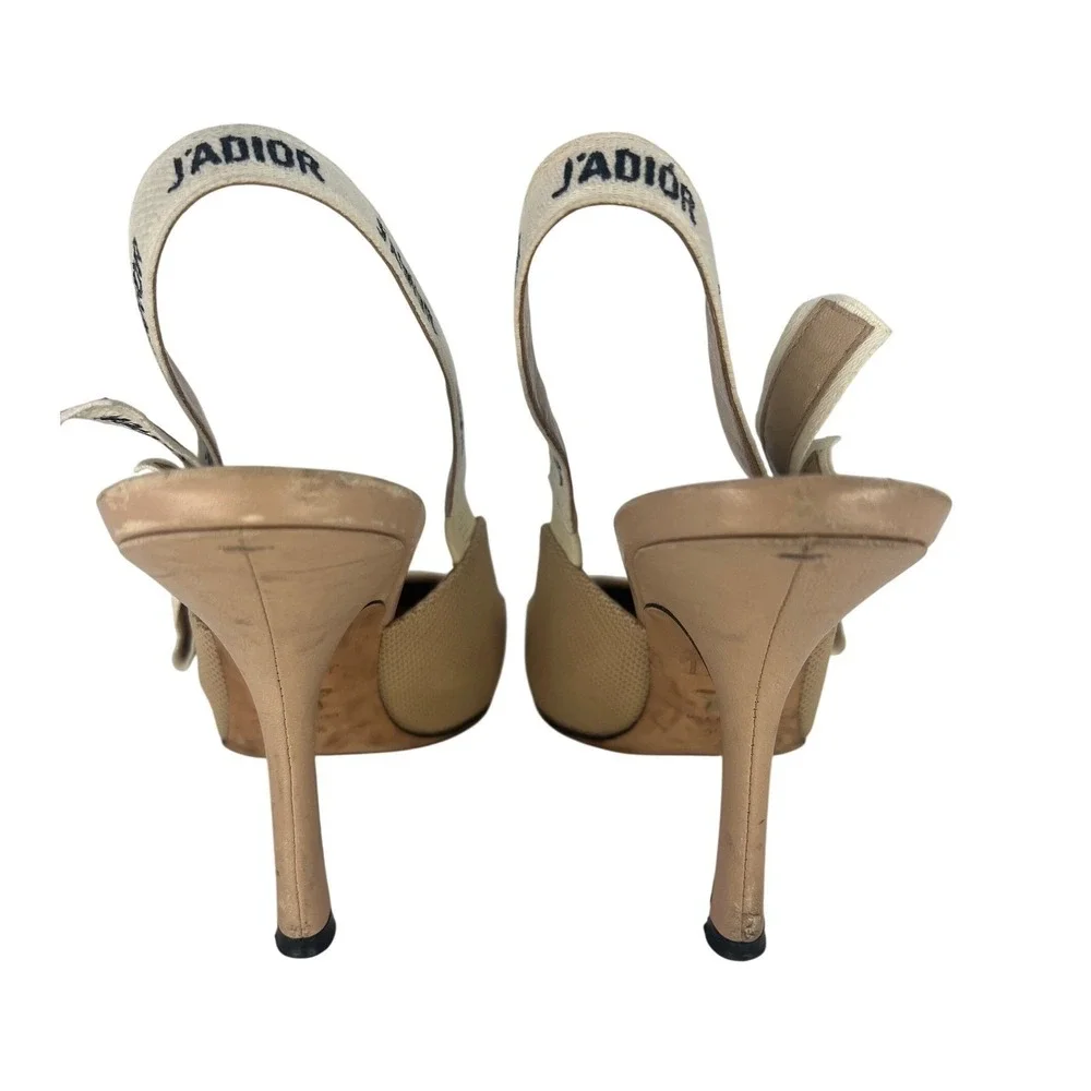 Christian Dior J'Adior Slingback Pump Nude Technical Fabric Size 40.5